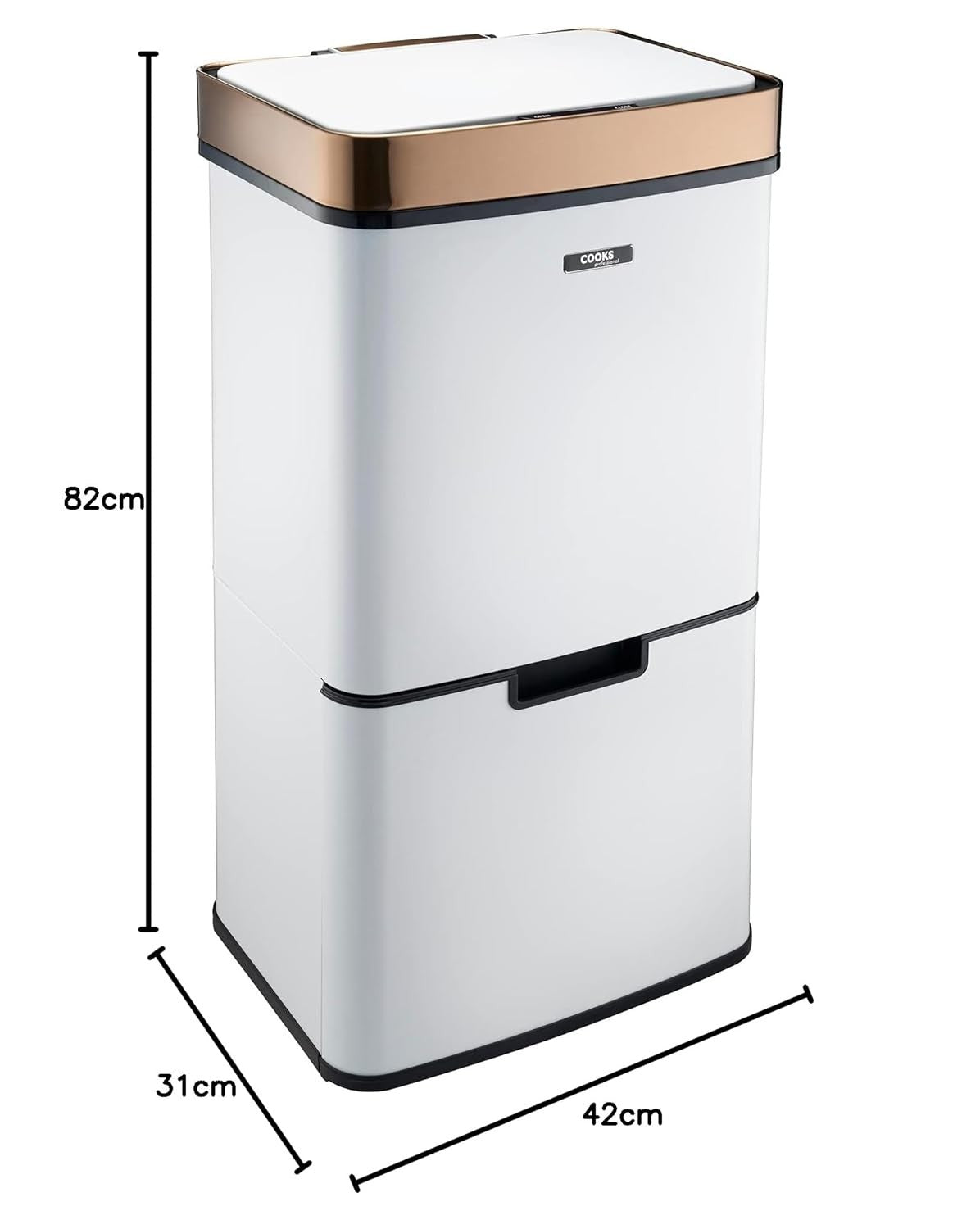 75L Dual Compartment Motion Sensor Kitchen Bin White Copper
