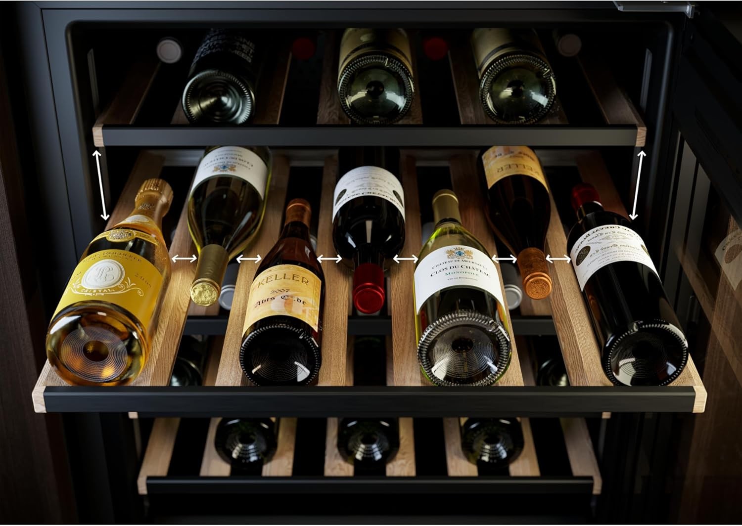 20 Bottle Built-In Wine Cooler Integrated Glass Door LED Single Zone 82cm