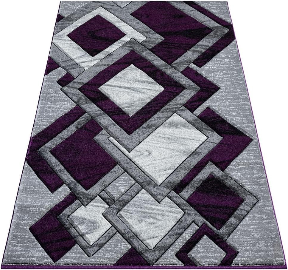 Extra Large Purple Area Rug 200x290cm Soft Modern Abstract Living Room Carpet
