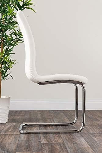 Glass Dining Table Set with 4 White Chairs Chrome Frame 120x70cm Rectangular