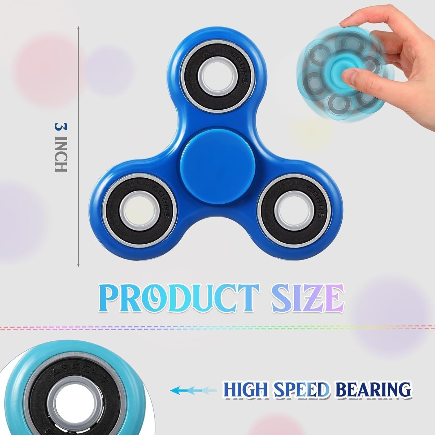 18 Pack Fidget Spinner Toys Bulk Sensory Stress Relief ADHD 6 Colors