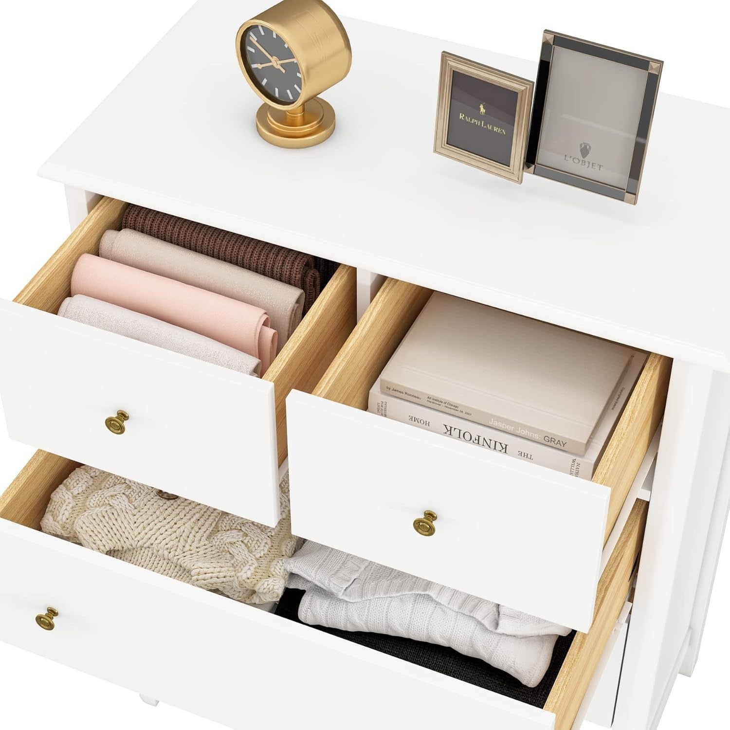 White Chest of Drawers 5 Drawer Tall Slim Storage Cabinet Bedroom Unit