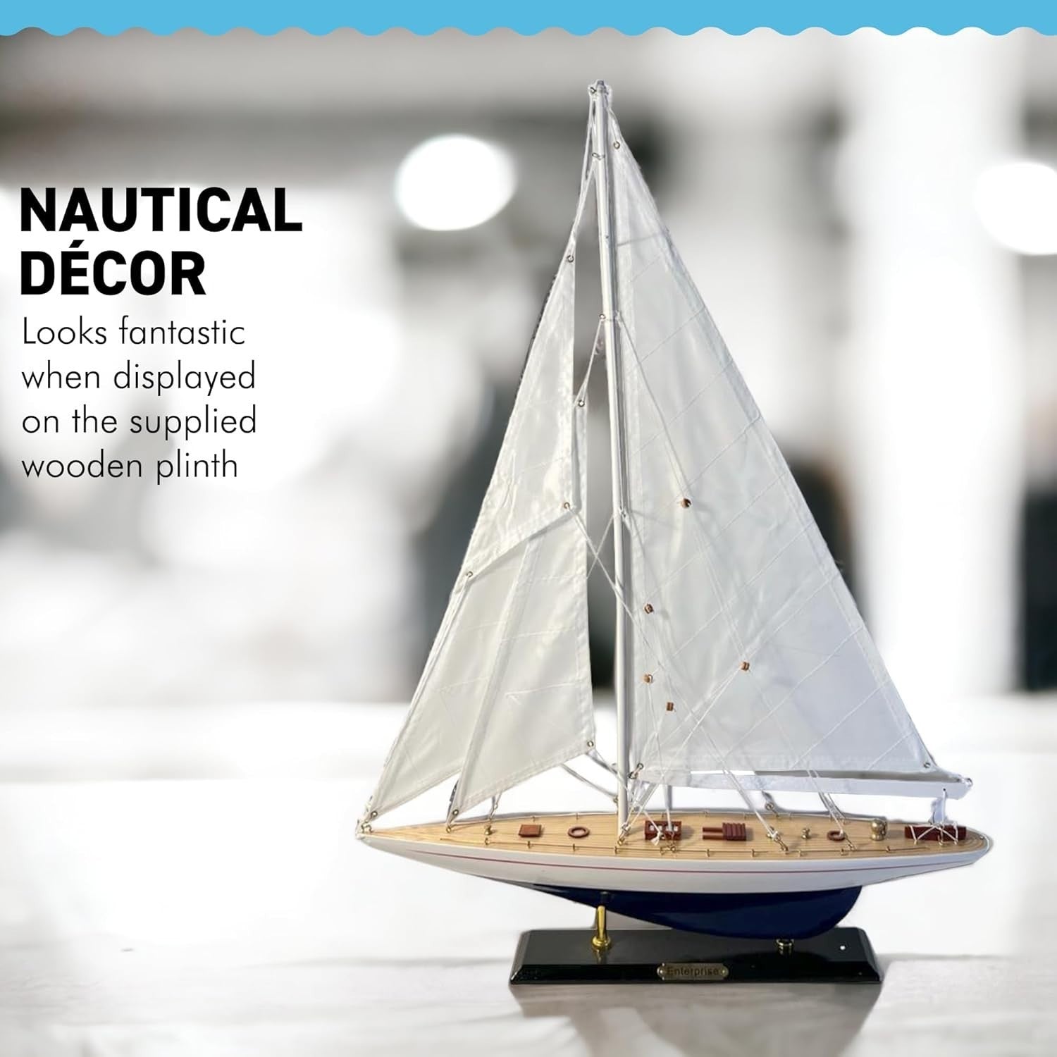50cm Wooden Sailing Yacht Model | Nautical Decor | J Class Display Sailboat