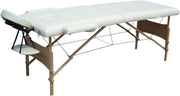 Portable Wooden Massage Table Foldable Adjustable Physiotherapy Bed Cream