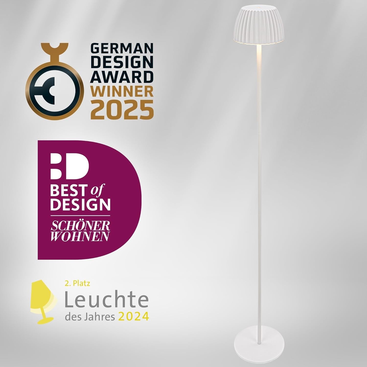 Rechargeable LED Floor Lamp White Touch Dimmable Wireless IP44 Modern