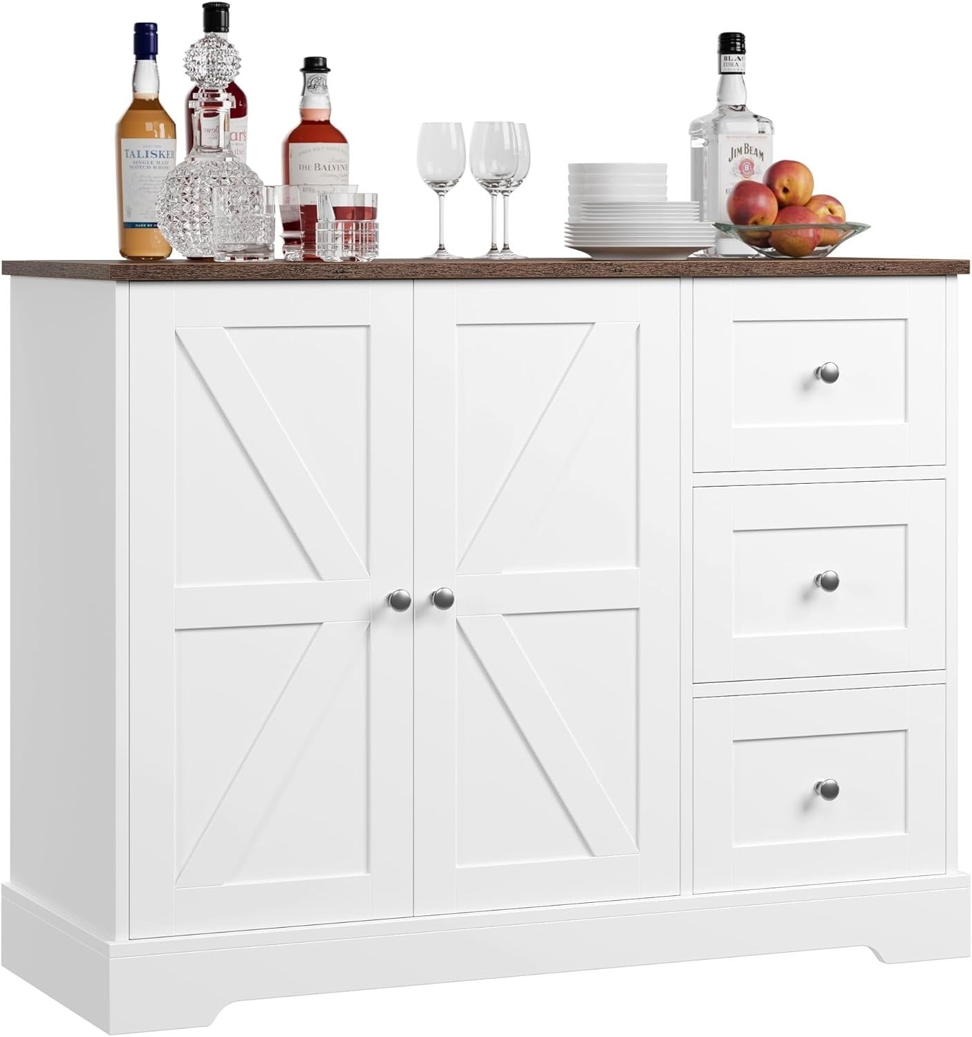 Modern White Sideboard Cabinet with Drawers – Kitchen Hallway Storage