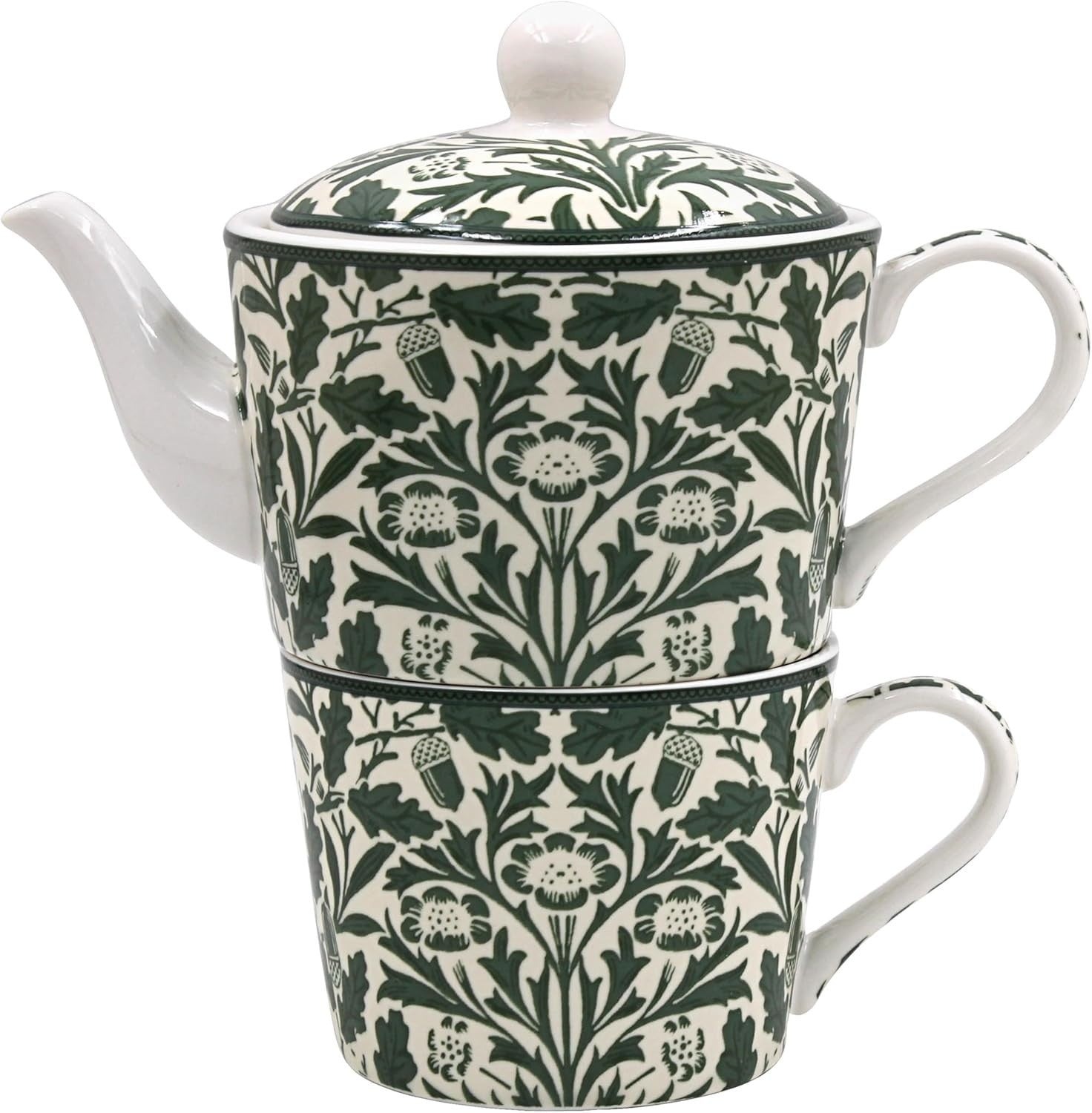 Tea For One Fine China Teapot Cup Set William Morris Acorn Design