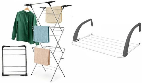 3 Tier Folding Clothes Airer with Radiator Wings Indoor Outdoor Drying Rack