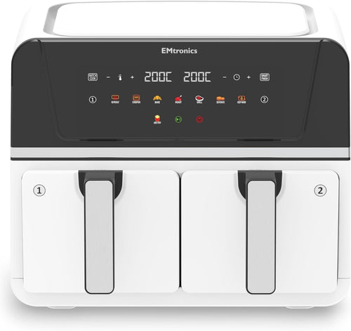 Dual Zone 9L Air Fryer 2400W Family Size | Smart Finish | Low-Oil Cooking White
