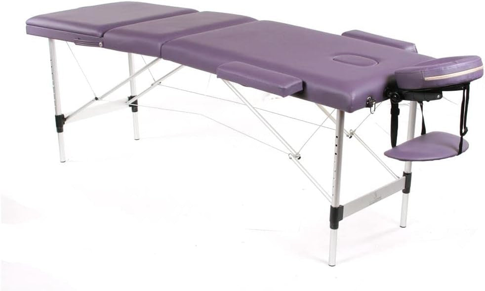 Portable Massage Table Foldable 3-Section Beauty Therapy Tattoo Bed Purple