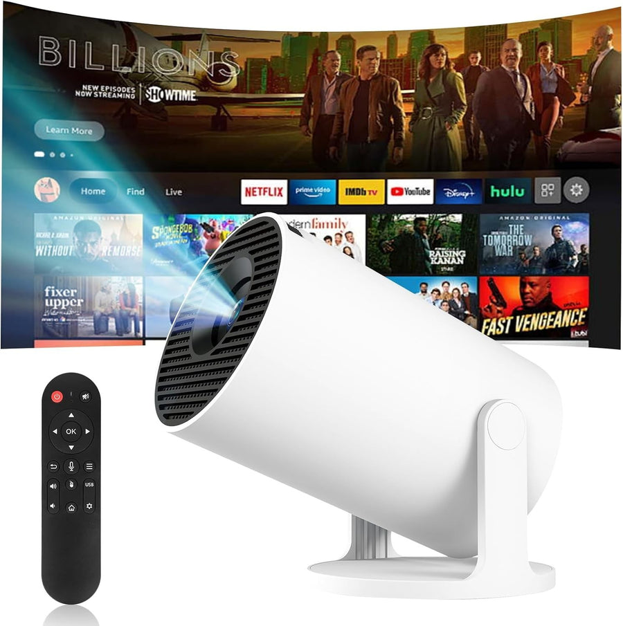 1080P Smart Mini Projector WiFi 6 Bluetooth 180° Auto Keystone 4K