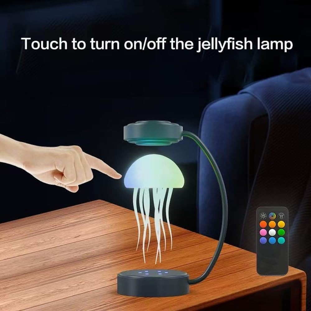 Floating Jellyfish Lamp Magnetic Levitating 360° Spinning LED Night Light