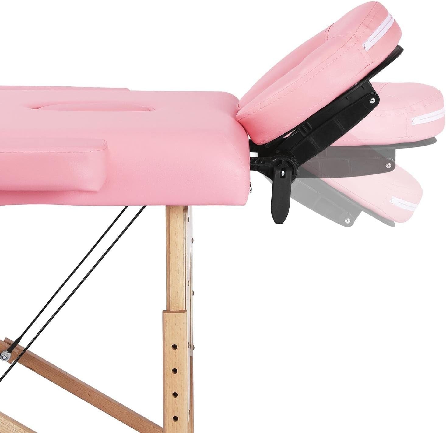 Portable Massage Bed 2 Section Folding Beauty Spa Therapy Couch 60cm Pink