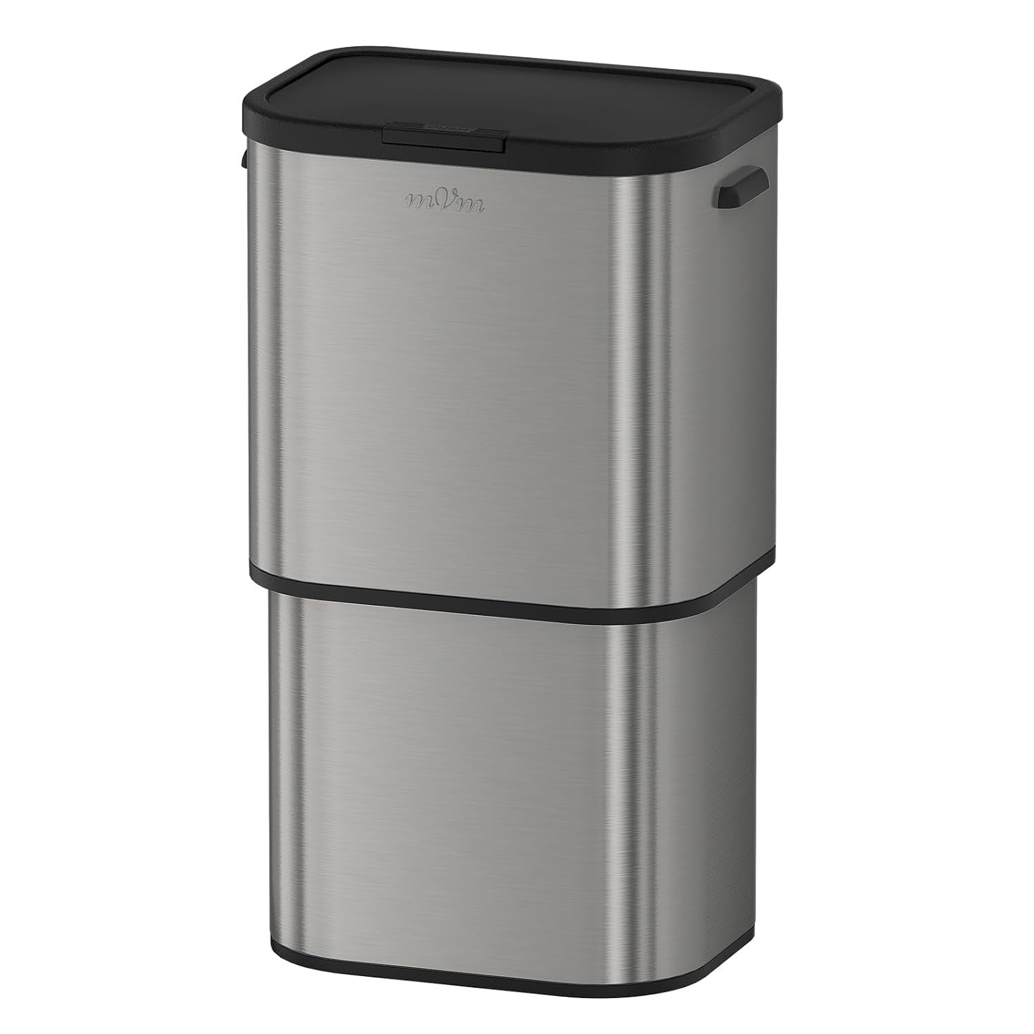 60L Kitchen Trash Bin Gray Stainless Steel Soft-Close Rubbish Can