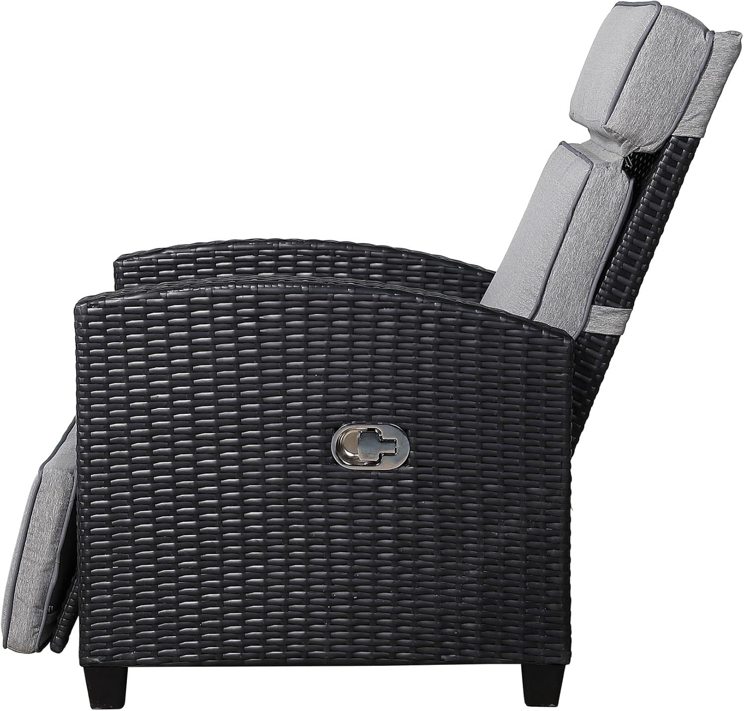 Outdoor Rattan Recliner Chair with Side Table Adjustable Headrest Patio Lounger