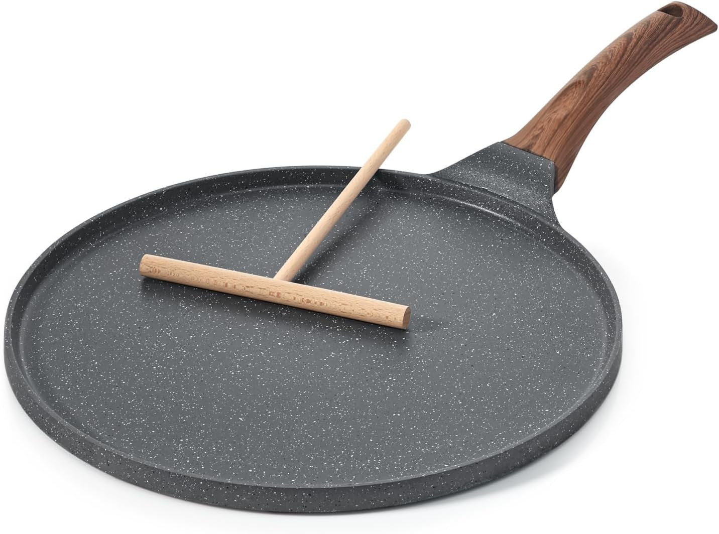 Non-Stick Crepe Pan 10-Inch Swiss Granite Coating Dosa Pancake Skillet Gray