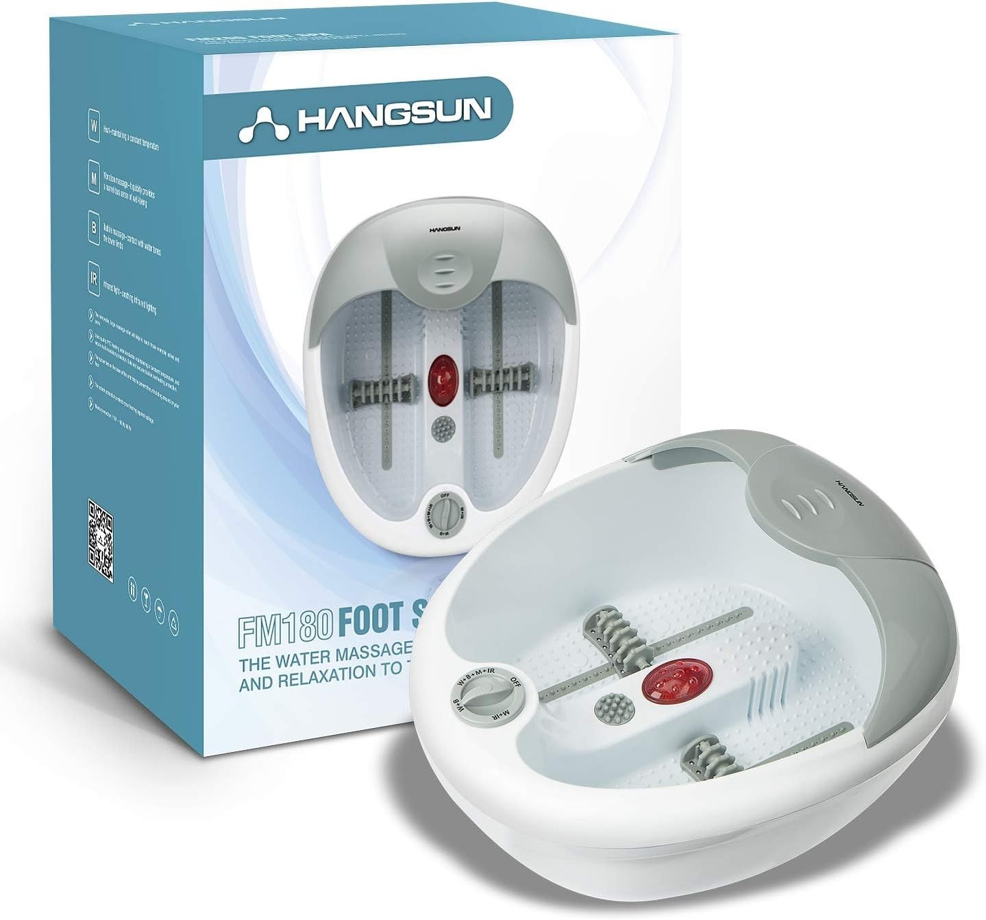 Hangsun Foot Spa Bath Massager Bubble Vibration Infrared Heat Rollers Home
