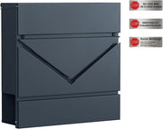 Wall Mounted Letter Box Secure Mailbox Rustproof Steel Lock & Window