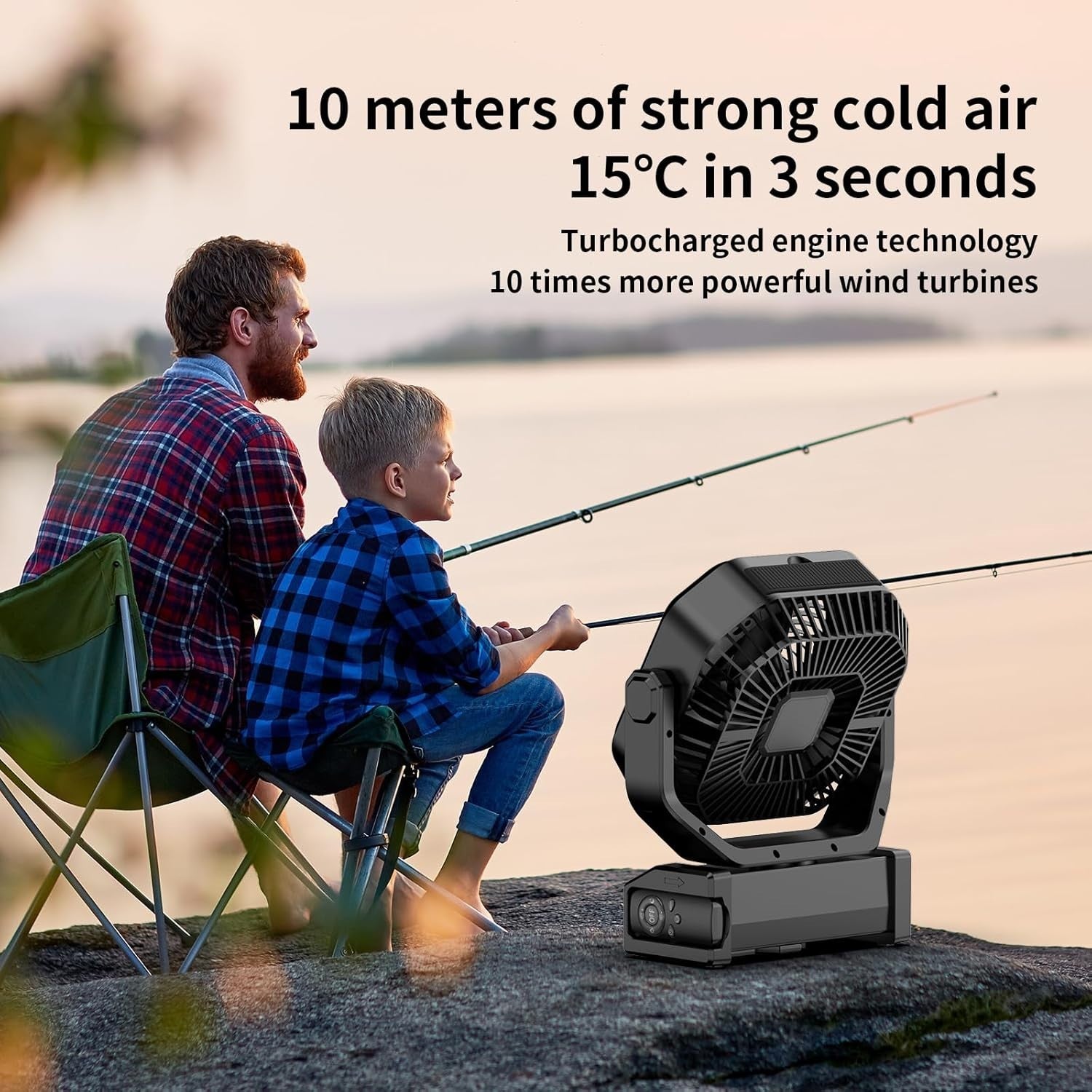 Camping Fan w/ Light – 9-Speed Rechargeable 20000mAh Fan w/ Timer & Remote