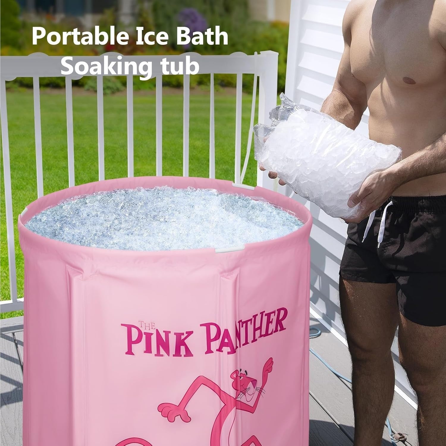 Portable Foldable Pink Adult Bathtub 70x65cm Non-Inflatable Indoor & Outdoor Spa