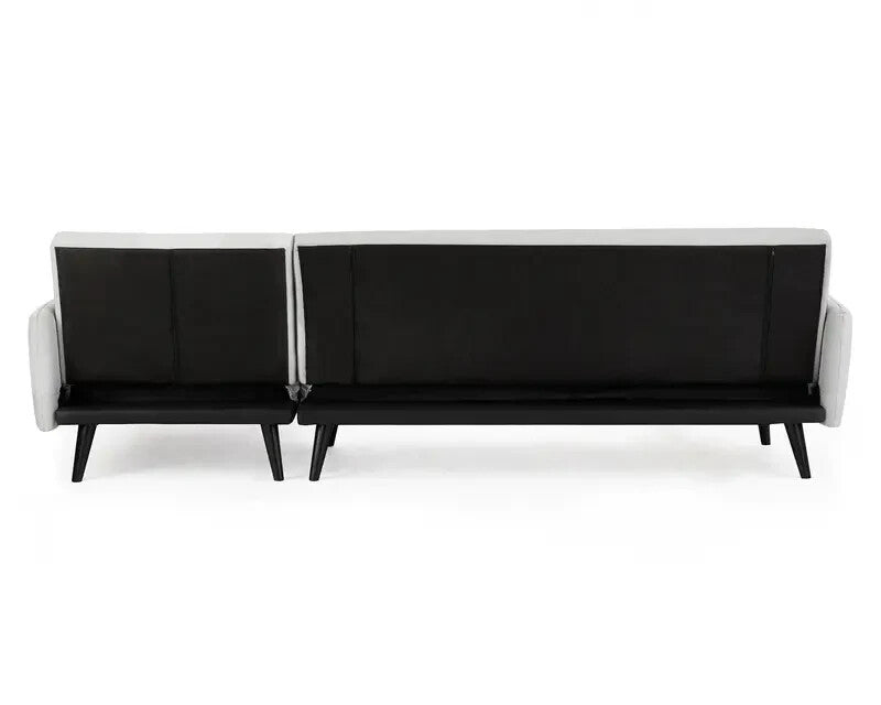 L Shape Sofa Bed Light Grey Fabric 3 Seater Clic Clac Modern Guest Couch