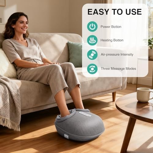 Foot Massager with Heat & Deep Kneading, Adjustable Intensity for Pain Relief