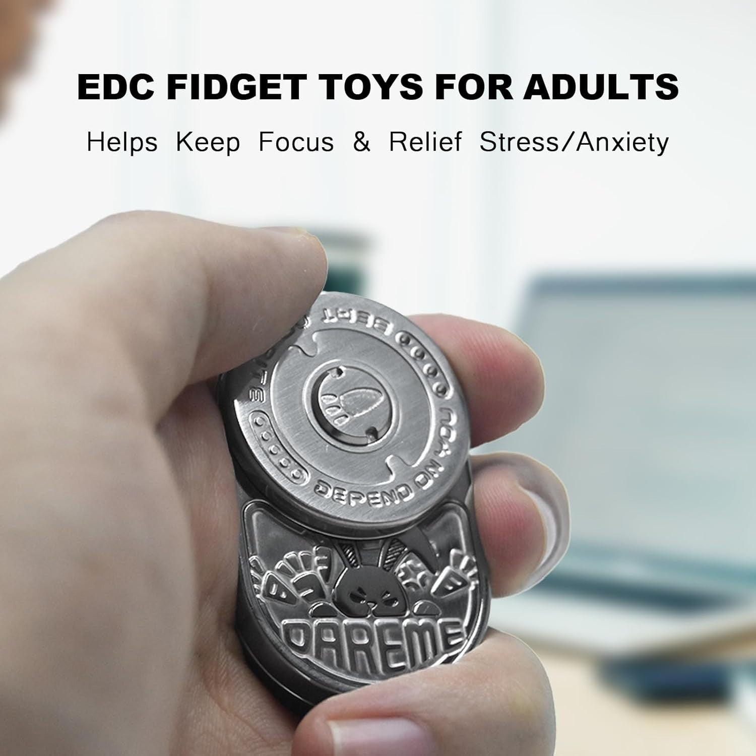 Silver Rabbit Ratchet Click Fidget Slider Stainless Steel Pocket EDC