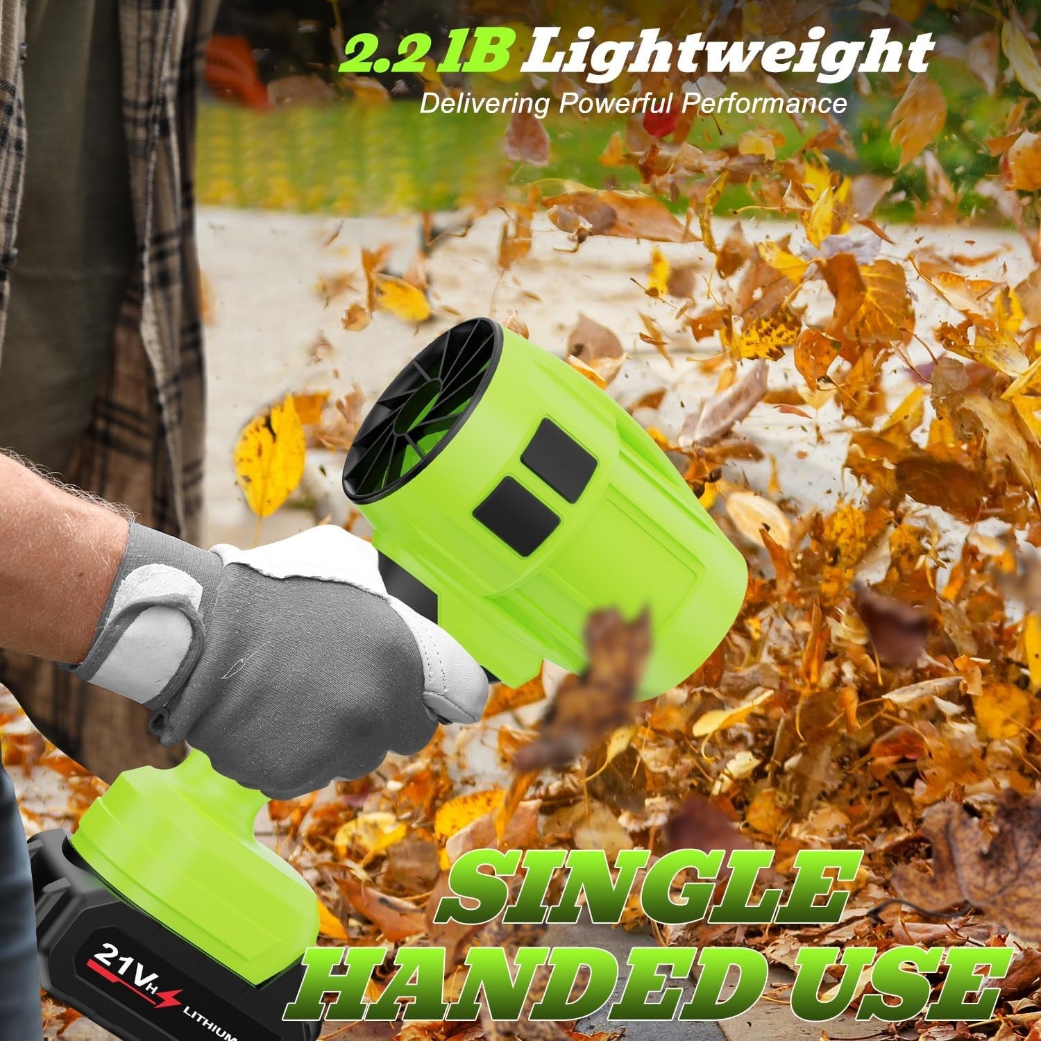 Cordless Leaf Blower 21V Dual Batteries 55000RPM Adjustable Speed Lightweight