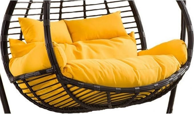 Luxury Double Hanging Egg Chair Waterproof Rattan Swing Seat for 2 w/ Cushions