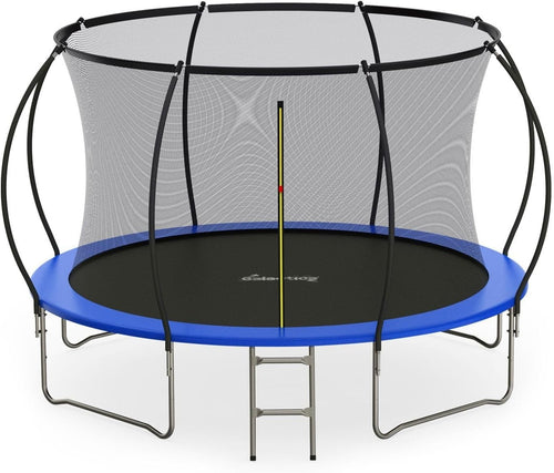 12FT Kids Outdoor Trampoline Safety Enclosure Ladder Waterproof