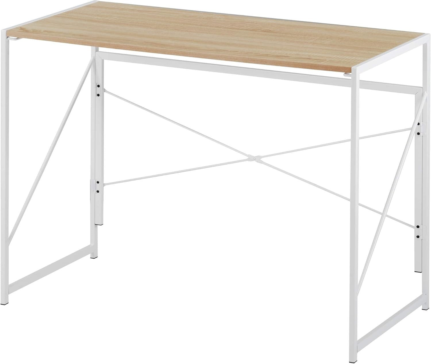 Oak Folding Computer Desk 100x50cm Portable Compact Home Office Table