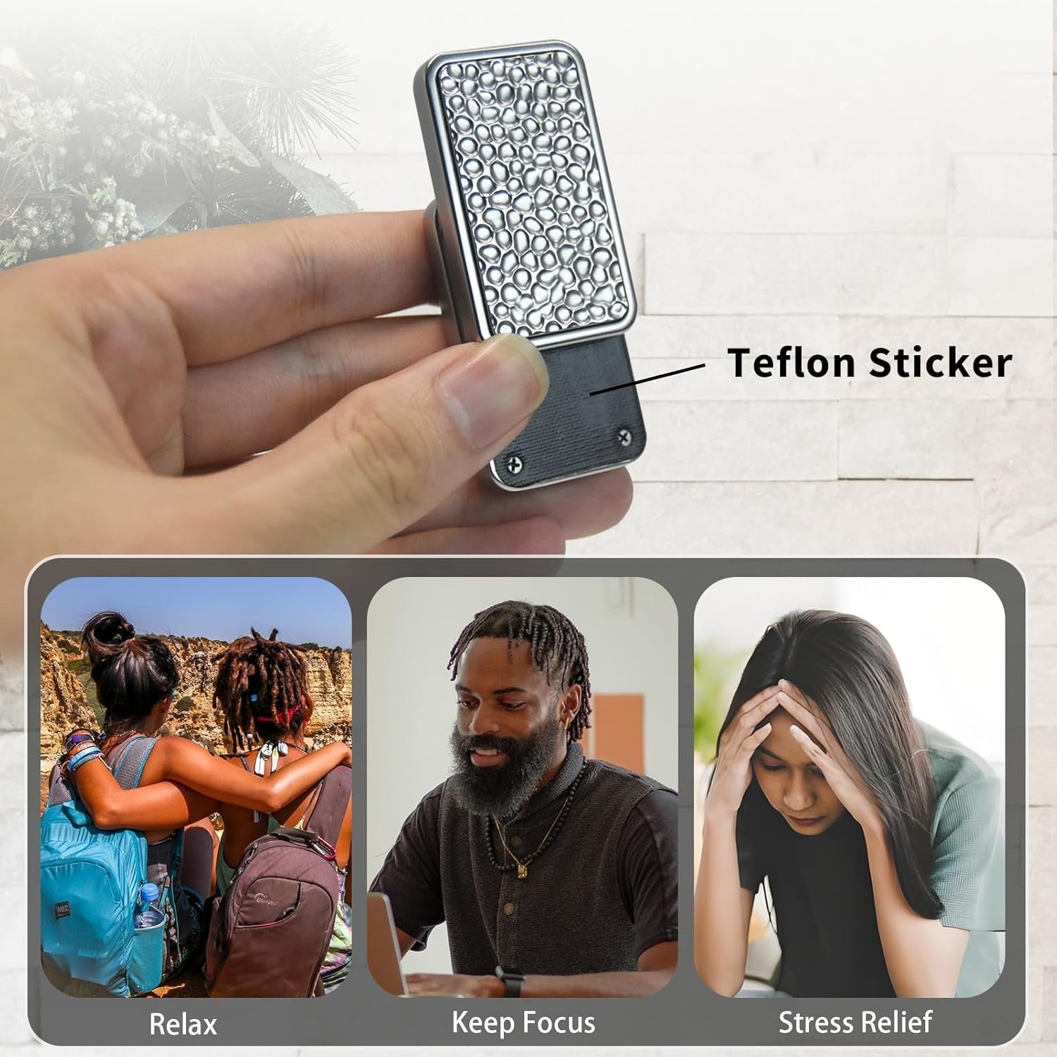 Silver Multi Direction Fidget Slider Alloy Clicker Stress EDC