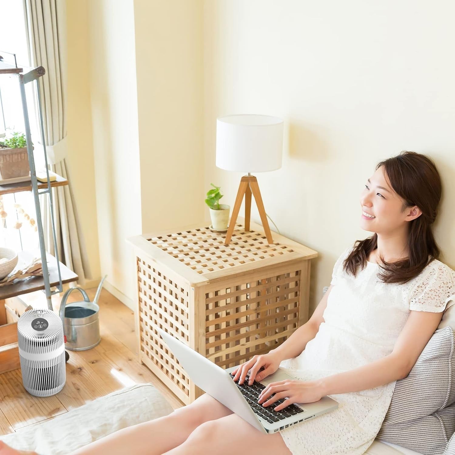 HEPA H13 Air Purifier Large Room 45m² UV-C Ionizer 360° Filter