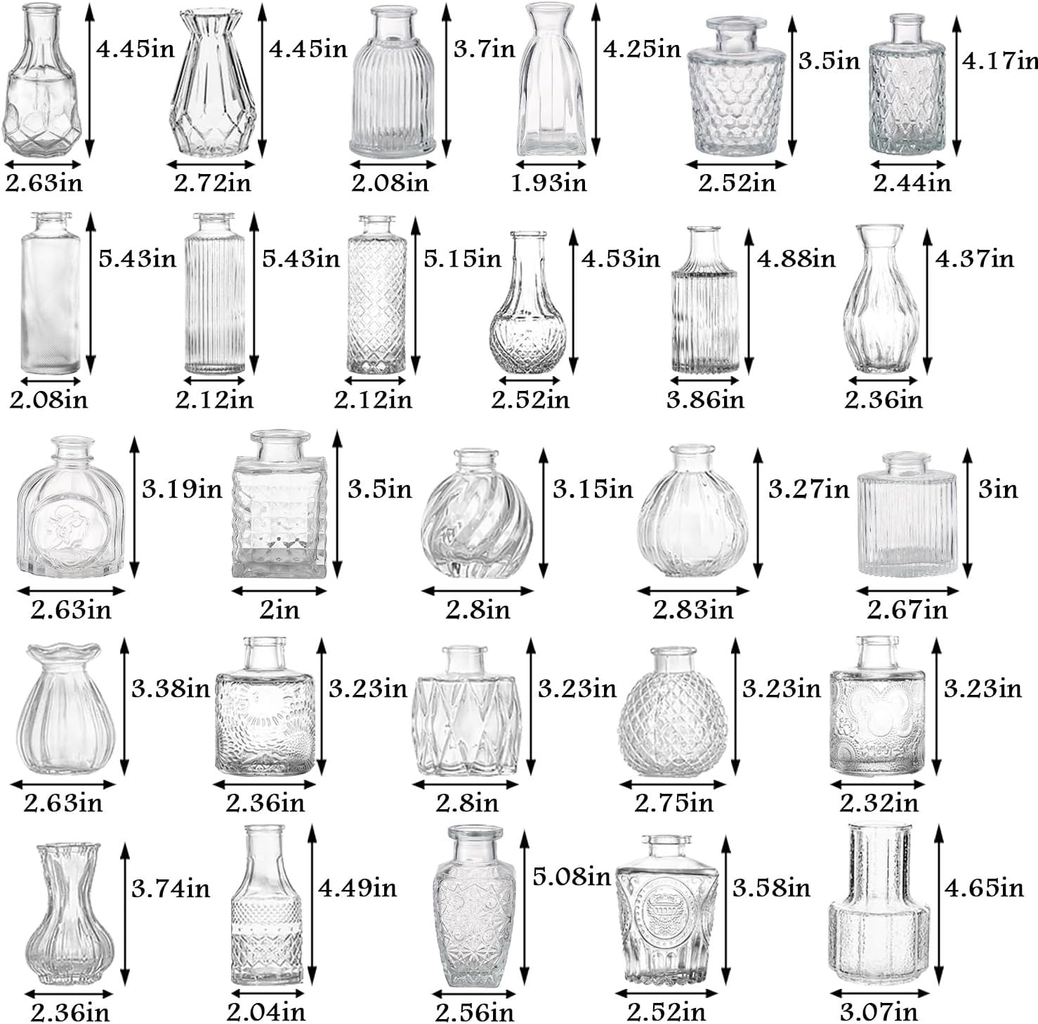 36pcs Clear Glass Bud Vases Wedding Table Centerpieces Mini Flower Decor