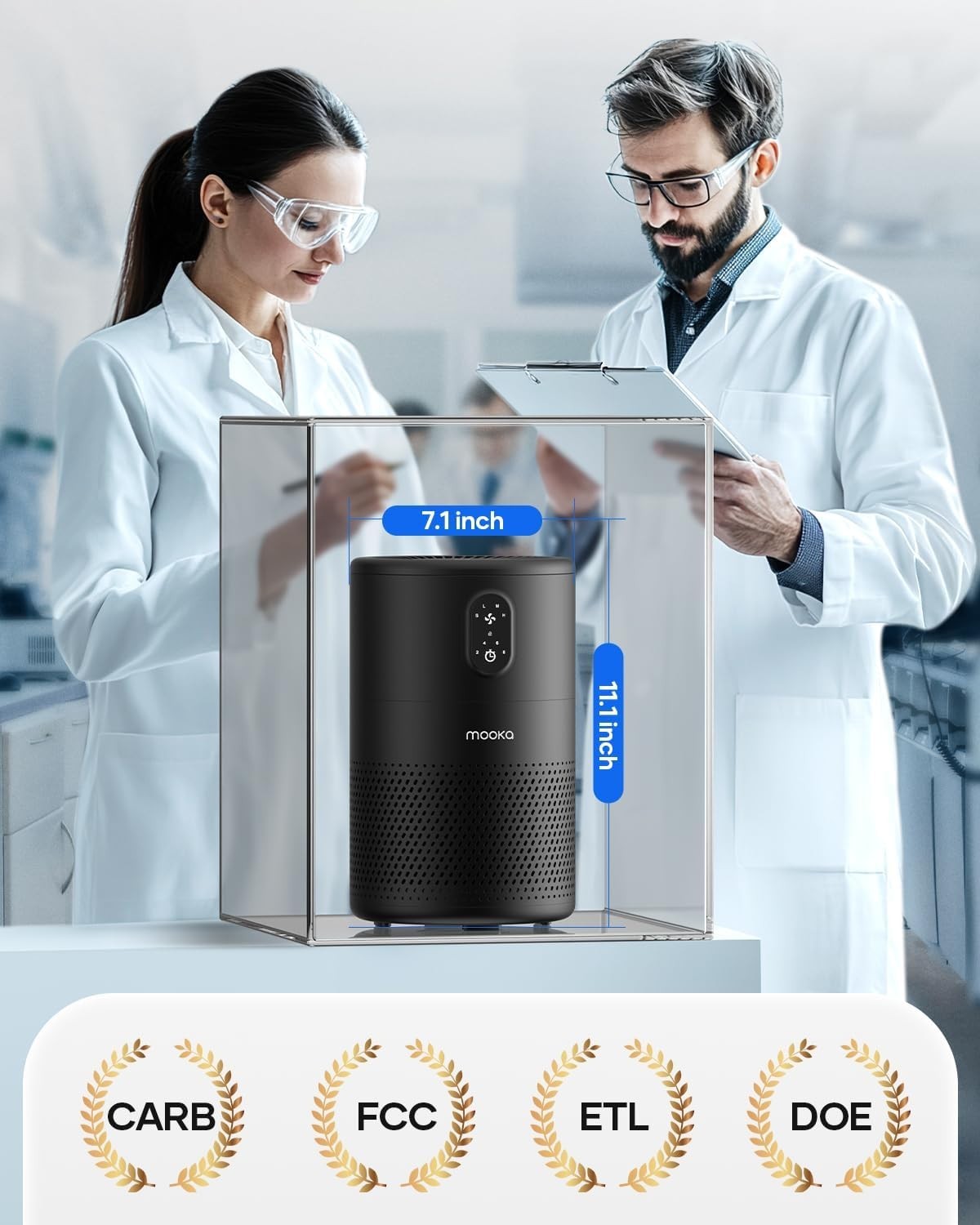 Large Room HEPA Air Purifier 1076ft² Quiet 20dB Pet Hair Smoke