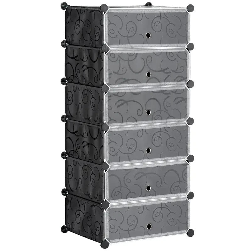 Modular Shoe Storage Cabinet with Doors – 6-Tier Stackable Unit
