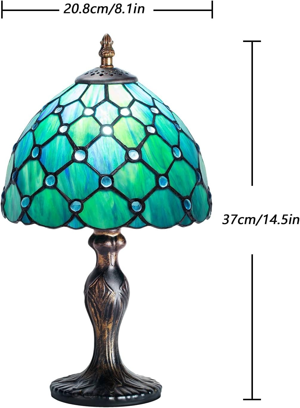 Handmade Stained Glass Table Lamp Vintage Style Bedside Light Warm Glow