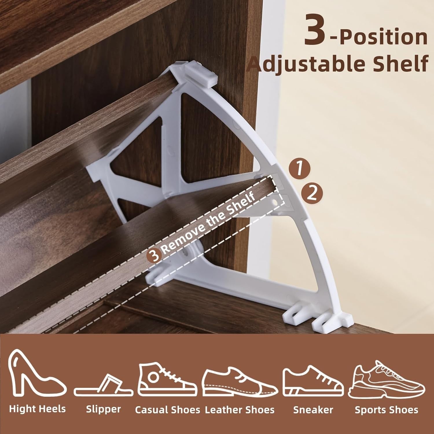 Slim Flip Drawer Shoe Cabinet with Adjustable Shelves & Anti-Tip Design