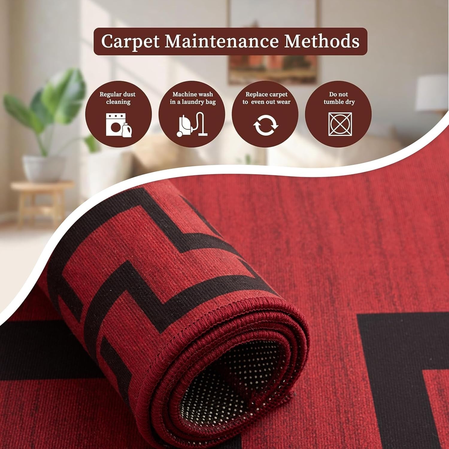 Red Runner Rug 80x300cm Non Slip Hallway Low Pile Greek Key Modern Carpet