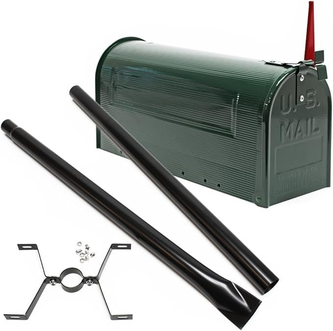 Lockable Green Post Box with Stand – Weatherproof Steel Mailbox for Garden