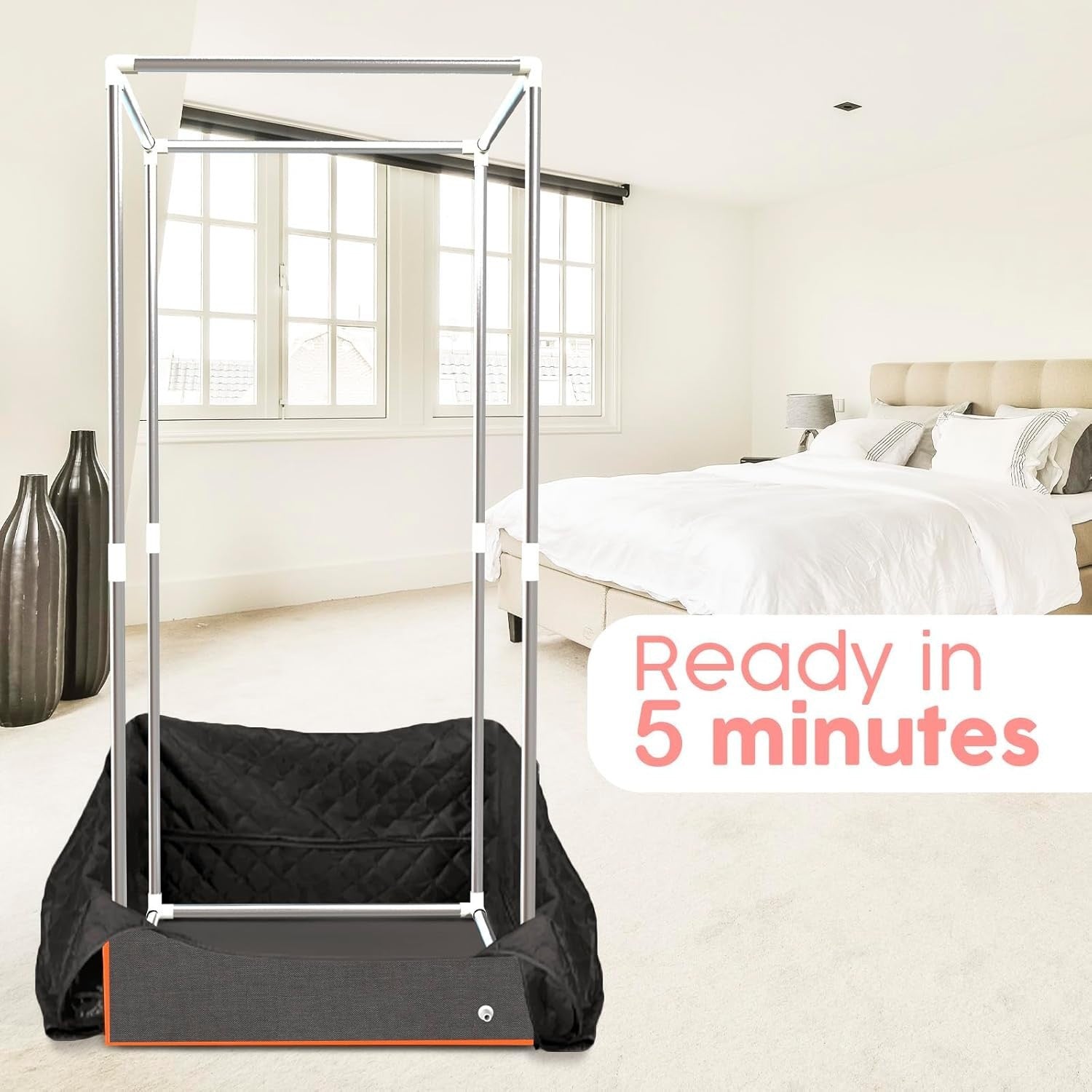 Full-Size Orange Steam Sauna Tent – 2.6L Steamer, Chair, Remote & Massager