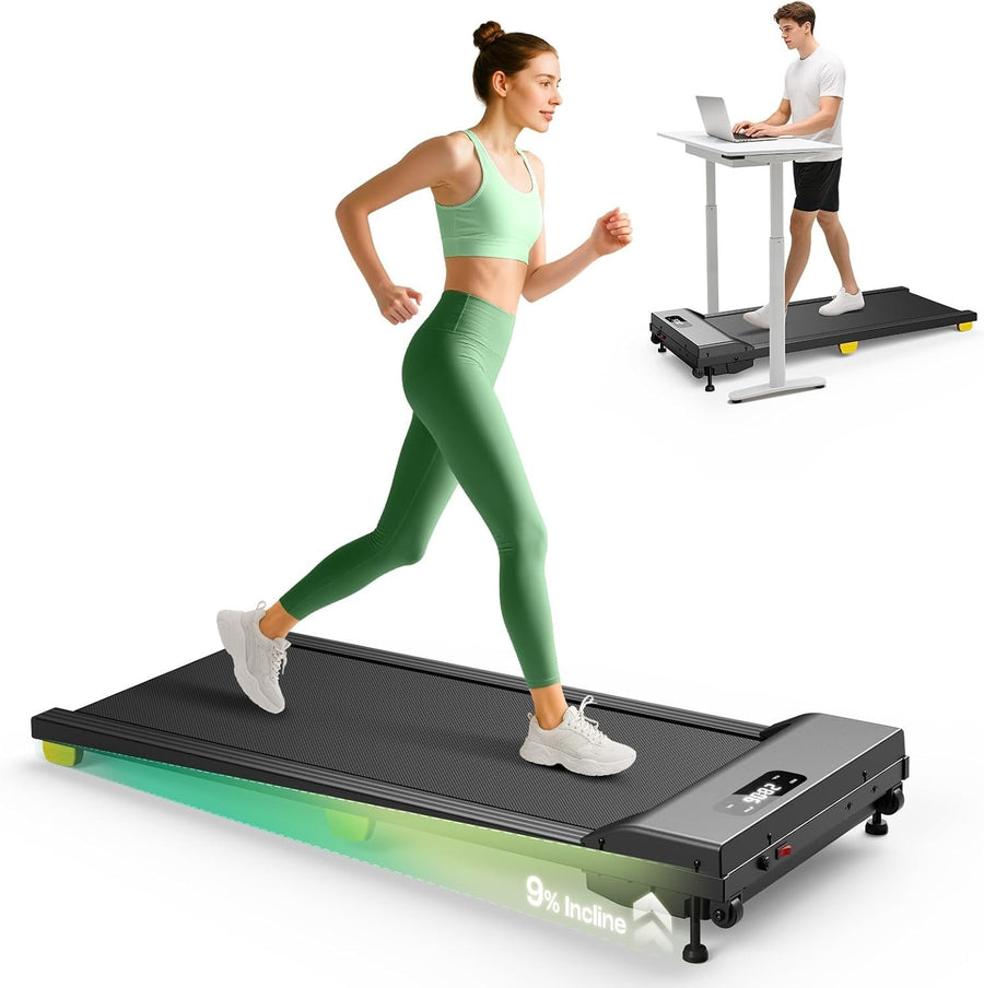 Compact Under Desk Treadmill 1-6km/h Manual Incline Home Fitness Machine