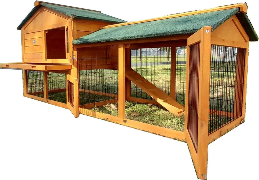 Extra Large Rabbit Hutch Run XXL 2 Tier Outdoor Guinea Pig Cage Shutter