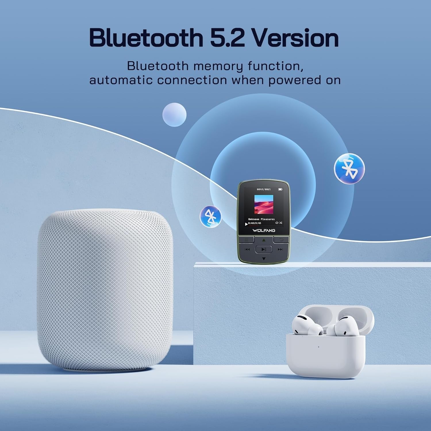 64GB MP3 Player Bluetooth 5.2 Mini Sports Clip HiFi FM Radio