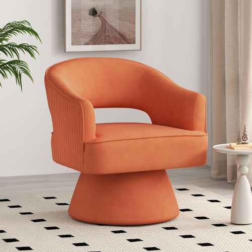 Velvet Swivel Barrel Chair 360° Accent Armchair Lounge Sofa Orange