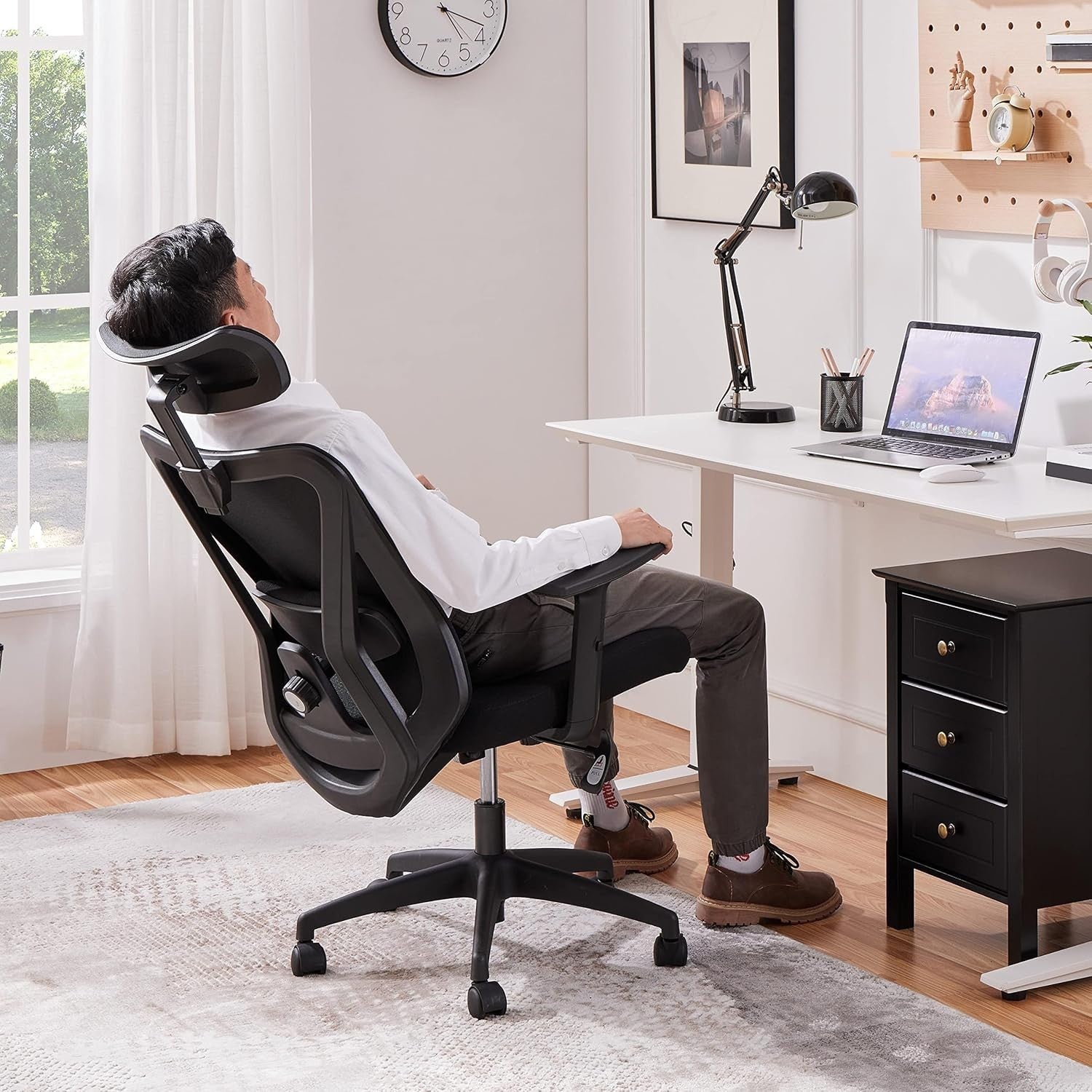 Ergonomic Office Desk Chair Mesh Back Adjustable Lumbar Headrest Reclining