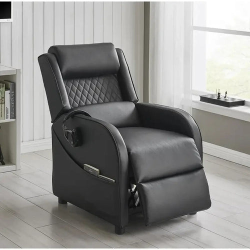 Gaming Recliner Chair Faux Leather Black | Ergonomic Cinema Armchair