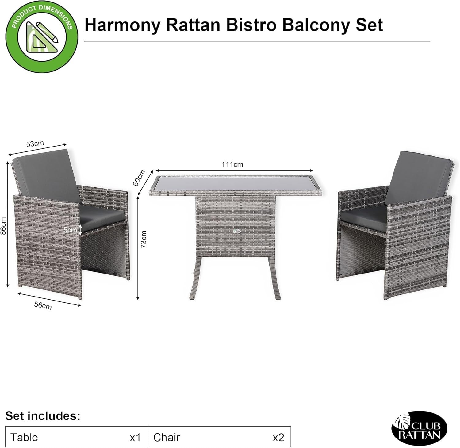 Rattan Cube Bistro Set 3 Piece Patio Table Chairs Compact Balcony Dining