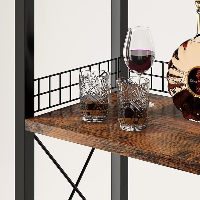 Tall Wine Rack Cabinet with Drawer & Glass Holder, 20 Bottle Storage Shelf Stand
