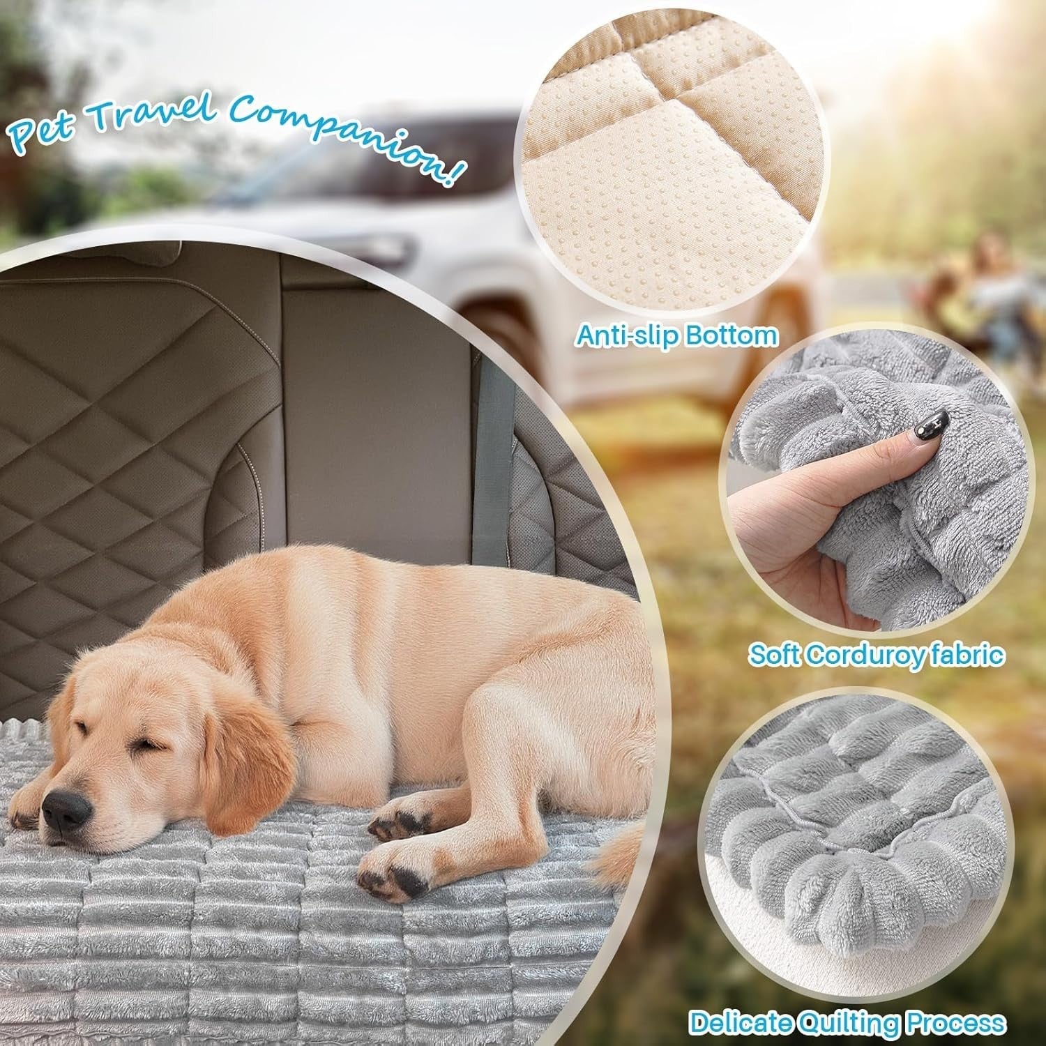 Dog Car Back Seat Bed Mat Non Slip Travel Pet Blanket 138x63cm